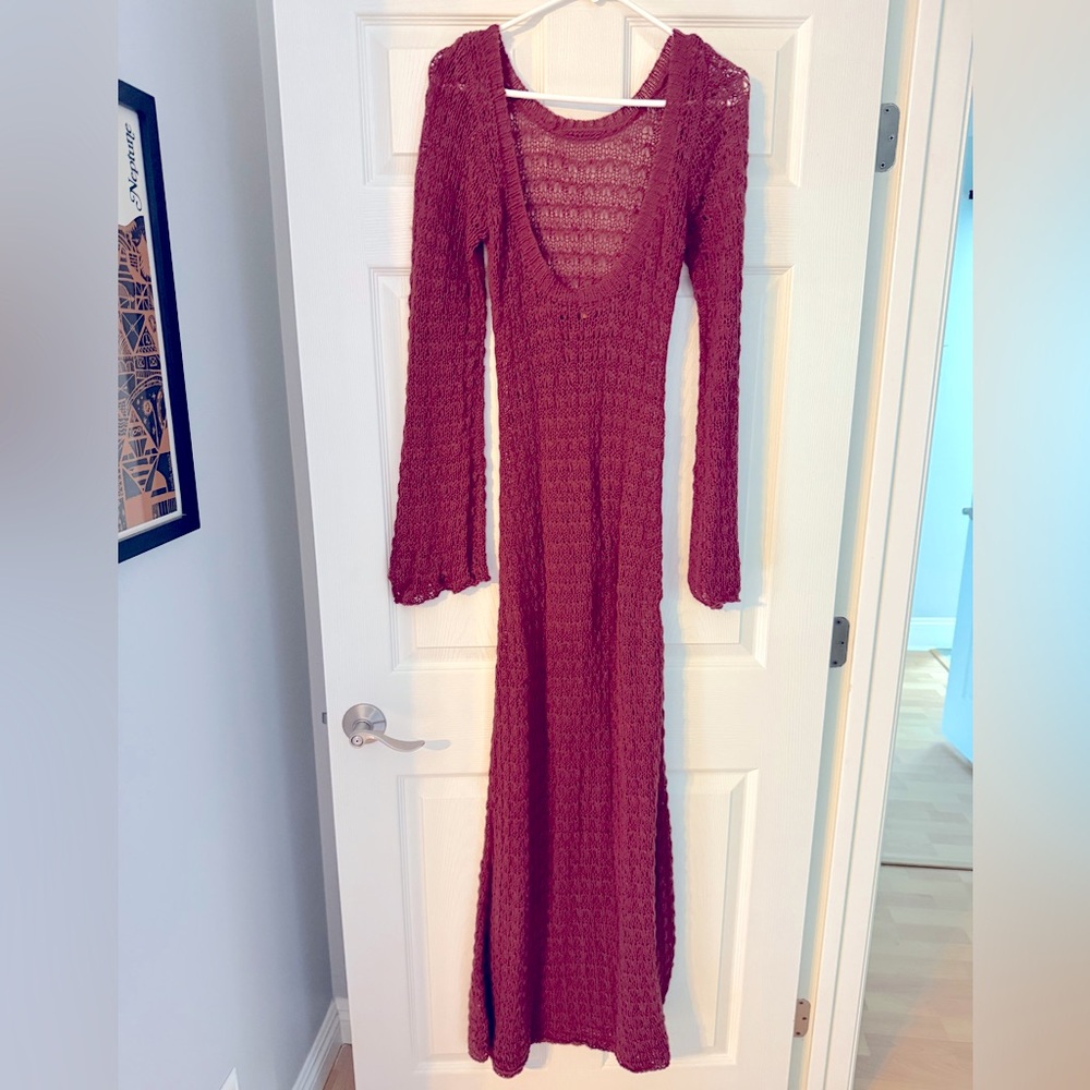 VRG GRL sexy sweater knit maxi dress with bell sleeves